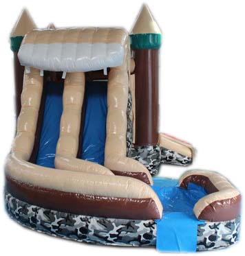 Hideout Helix Bounce Bounce House Rentals, Delaware 29' Camo Hideout Helix Bounce House Wet or Dry Water Slide Combo
